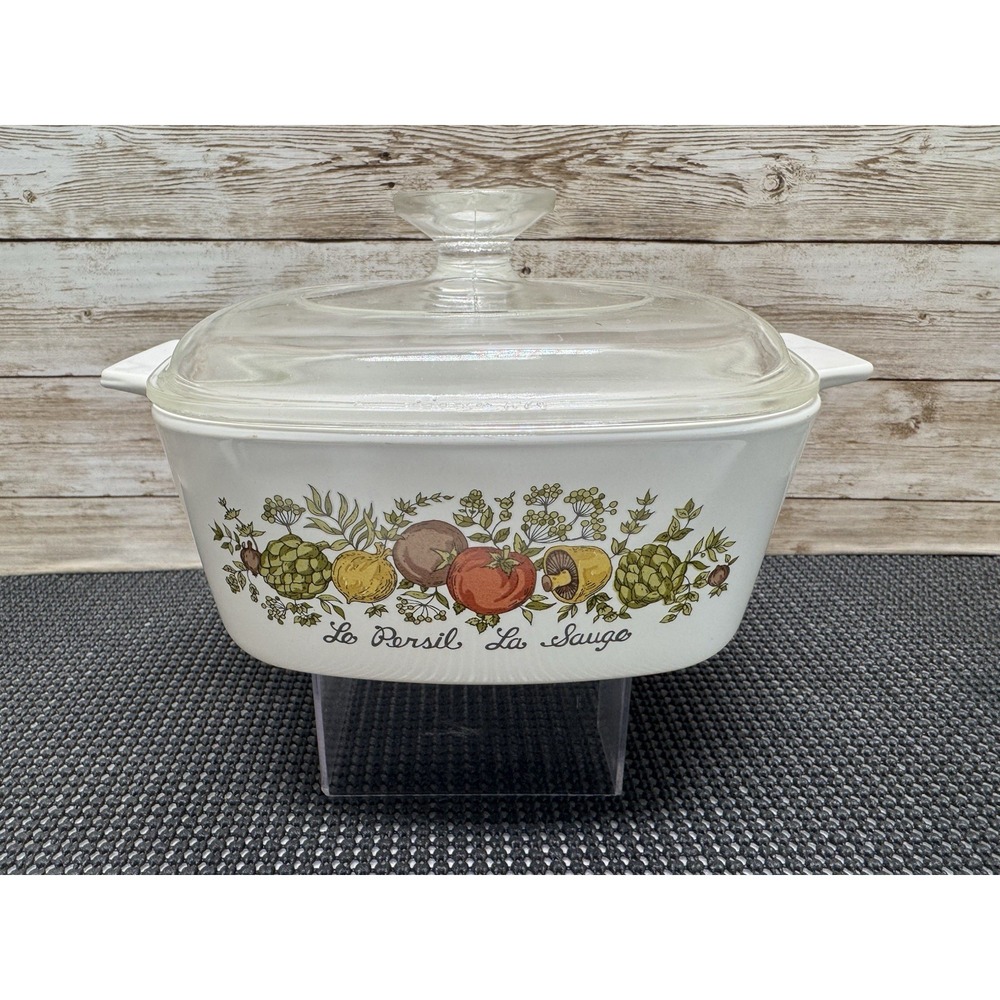 Vintage Corning Ware Spice of Life Le Persil La Sauge 1.5 Quart A-1 1/2-B w/ Lid